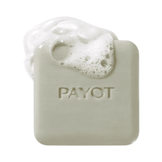 Payot Purifying Cleansing Bar with foamy lather, designed for blemish control on body and face. Infused with probiotics and meadowsweet.