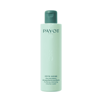 Payot Purifying Cleansing Micellar Water in a mint green bottle for oily skin. Micellar cleansing water removes impurities and promotes clear skin.