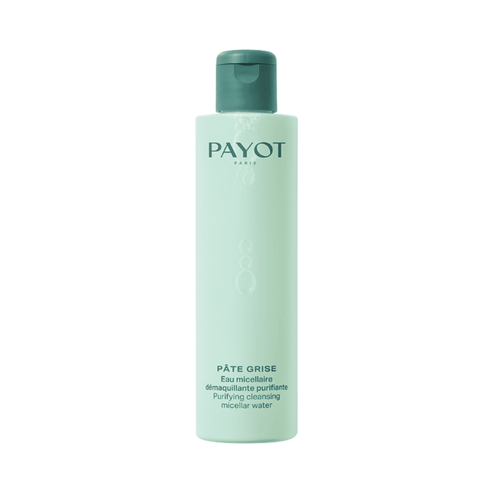 Payot Purifying Cleansing Micellar Water in a mint green bottle for oily skin. Micellar cleansing water removes impurities and promotes clear skin.