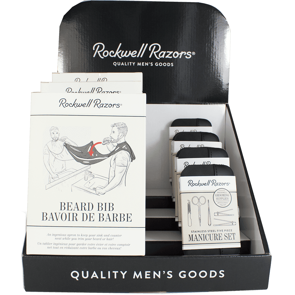 Rockwell Razors Beard Bib and Manicure set Display Bundle