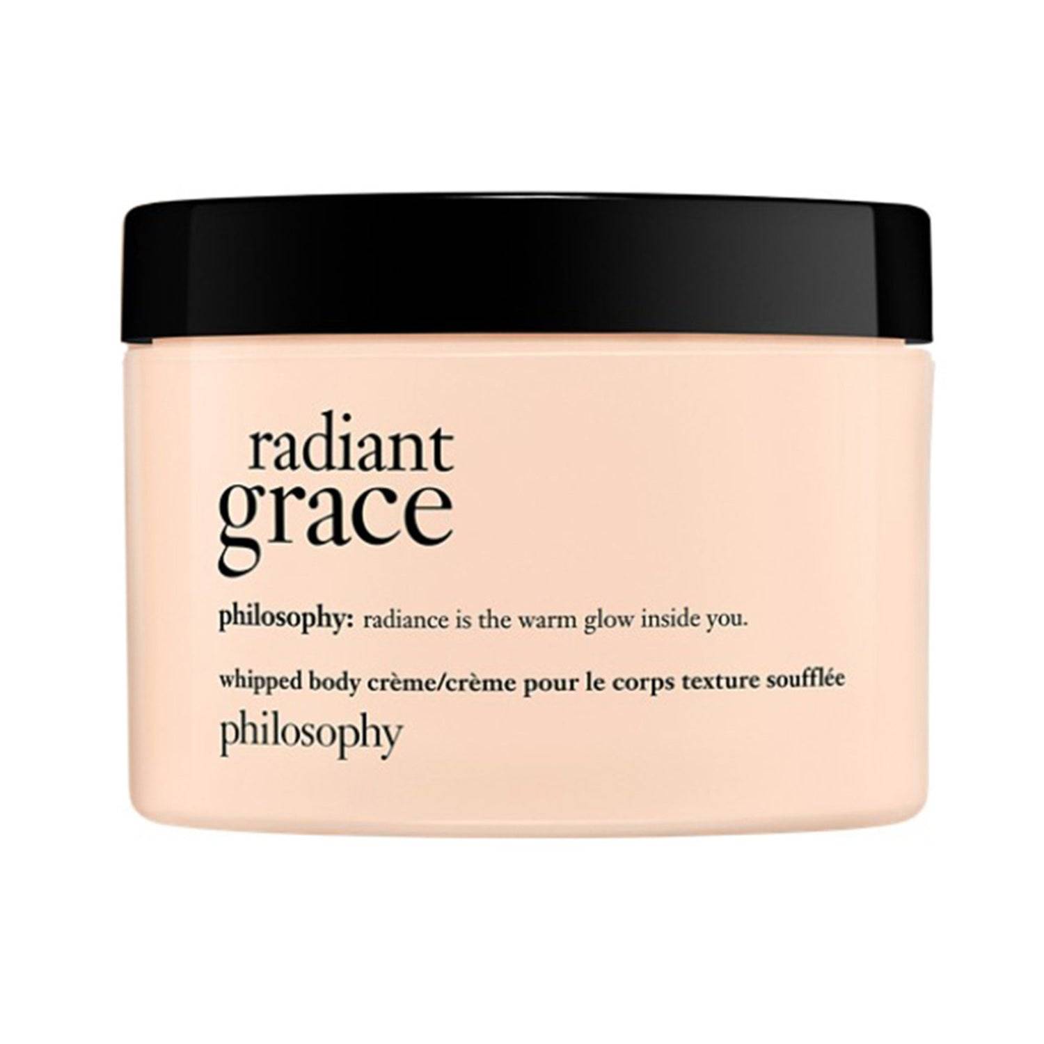 Radiant Grace Whipped Body Creme by Philosophy, a luxurious body moisturiser with niacinamide and allantoin for soft, glowing skin.