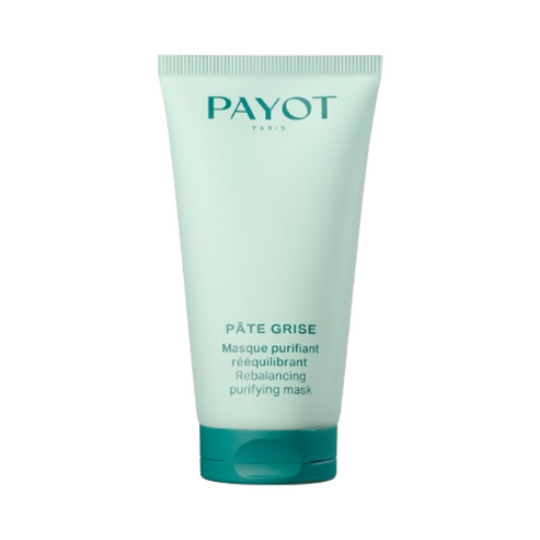 Payot Rebalancing Purifying Mask tube with green cap, ideal for oil control and pore refining in facial skincare treatments.