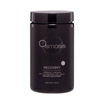 Osmosis Recovery Gel Caps - Professional Health Supplement in a sleek black bottle with 420 soft gels for skin rejuvenation and immune support.