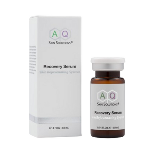 AQ Skin Solutions Recovery Serum com embalagem em caixa, frasco de 4ml para recuperação da pele. Compre soro facial premium na eSkinCareStore.