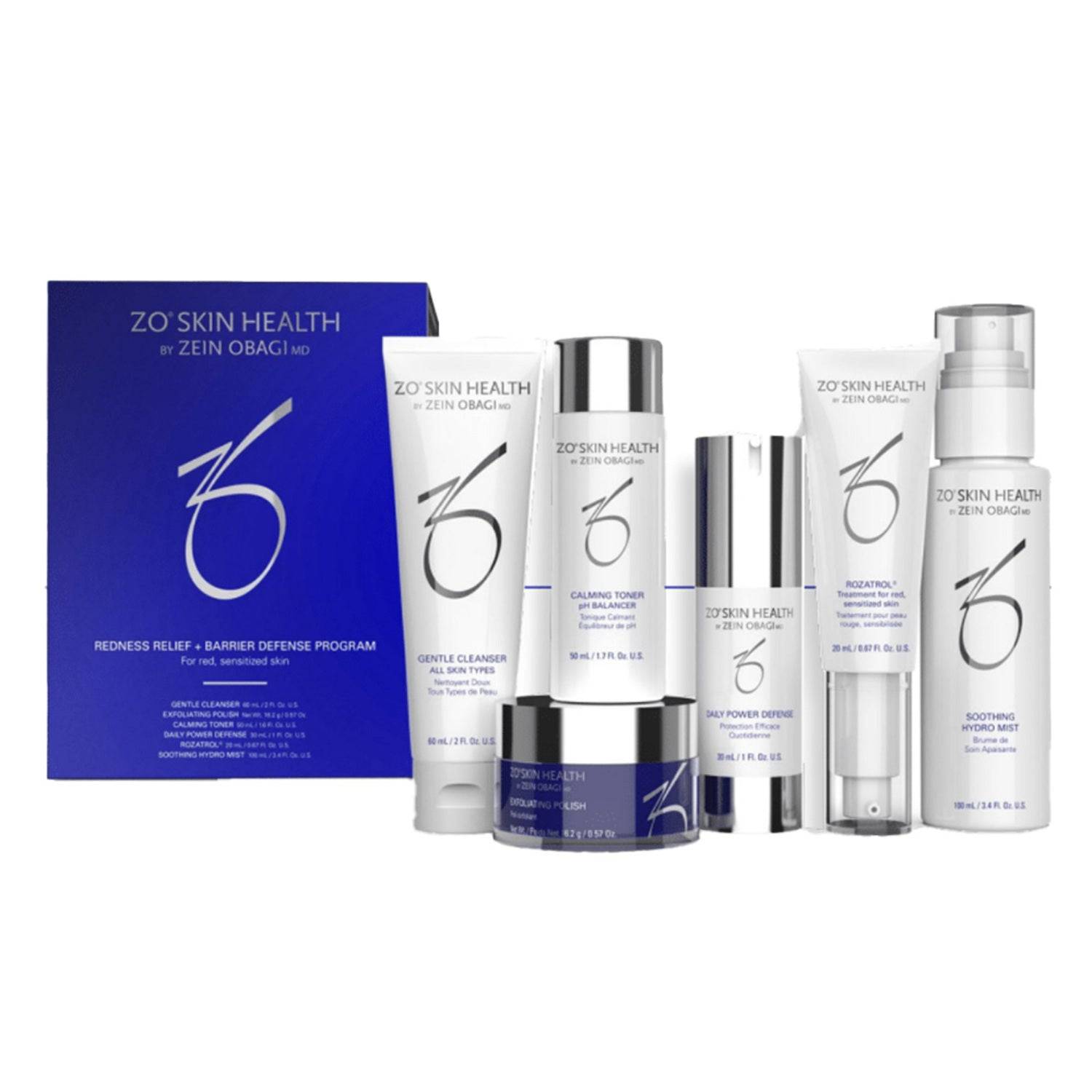 ZO Skin Health Relief Kit - Combat Redness | Skin Protection includes cleanser, toner, serum, and moisturizer for sensitive skin care routine.