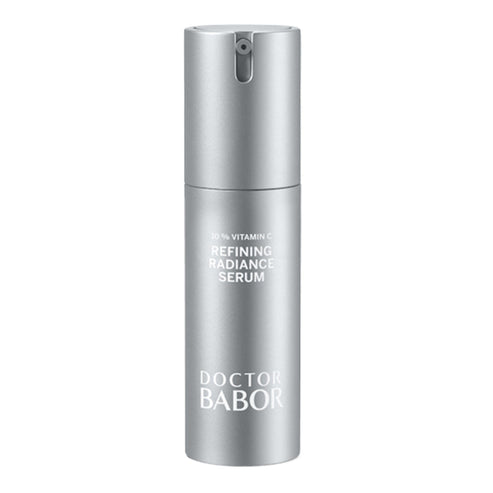 Doctor Babor Refining Radiance Serum with 10% Vitamin C, designed to enhance skin contours and glow. Premium face serum for skincare routines.