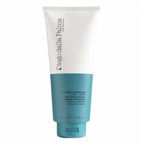 Diego dalla Palma Hydrating Aftersun Gel-Cream in 350ml tube, ideal for cooling and soothing sun-exposed skin with collagen and shea butter.