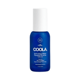 Coola Refreshing Water Plumping Gel Serum SPF 30 in a sleek blue bottle, ideal for face and neck sun protection with hydrating skincare benefits.