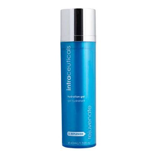 Intraceuticals Hydration Gel Rejuvenate moisturizer in a sleek blue 40ml bottle with silver cap, ideal for dry and mature skin care routines.