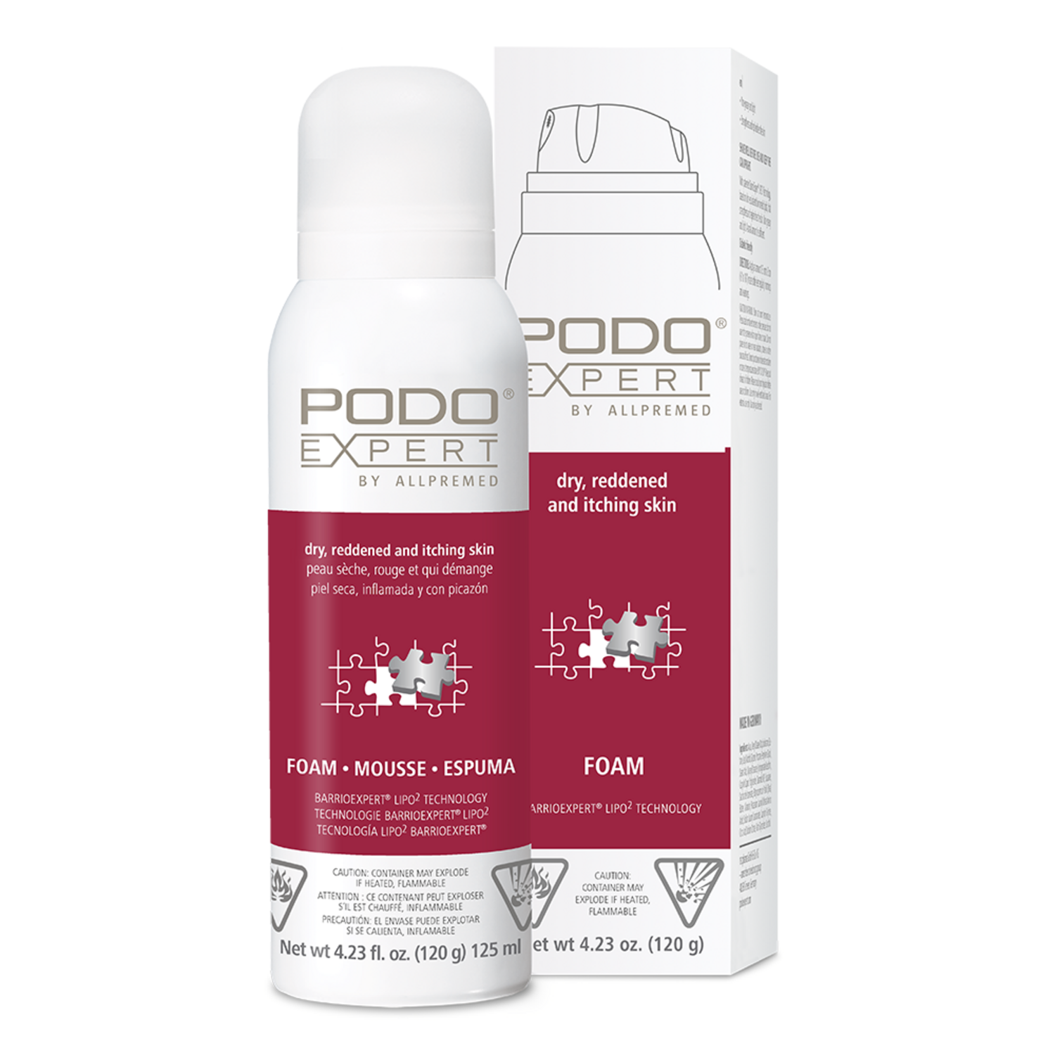 Podoexpert by Allpremed Repair Foam Cream 4.23 fl oz for dry, reddened skin. Hand & foot treatment with barrier protection technology.