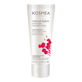 Kosmea Rescue Balm 50ml tube for sensitive skin, enriched with rosehip oil and shea butter. Ideal for soothing skin irritations and dryness.