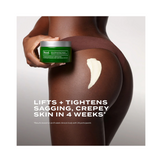 Murad Body Treatment applied to thigh, promoting visible results in 4 weeks for lifting sagging, crepey skin and firming body contours.