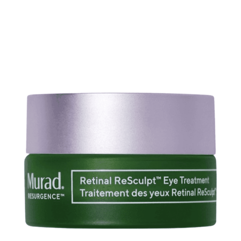 Murad Resculpt Eye Treatment in green and lavender jar, designed to reduce fine lines and lift sagging eyelids for firmer, youthful-looking eyes.