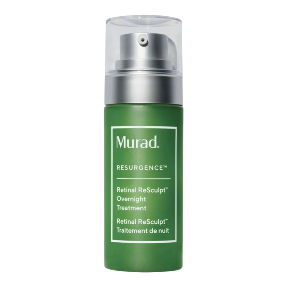 Murad Retinal Resculpt Treatment - Overnight Skin Repair in green pump bottle for face and neck. Targets fine lines, sagging, and mature skin.
