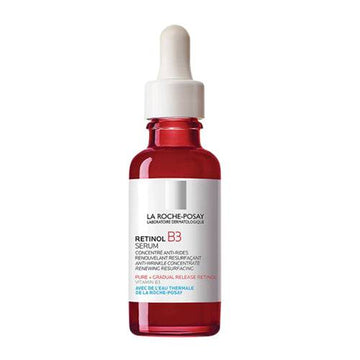 La Roche Posay Retinol Serum - Anti-Wrinkle Face Treatment in red glass dropper bottle, ideal for sensitive skin with pure retinol and vitamin B3.