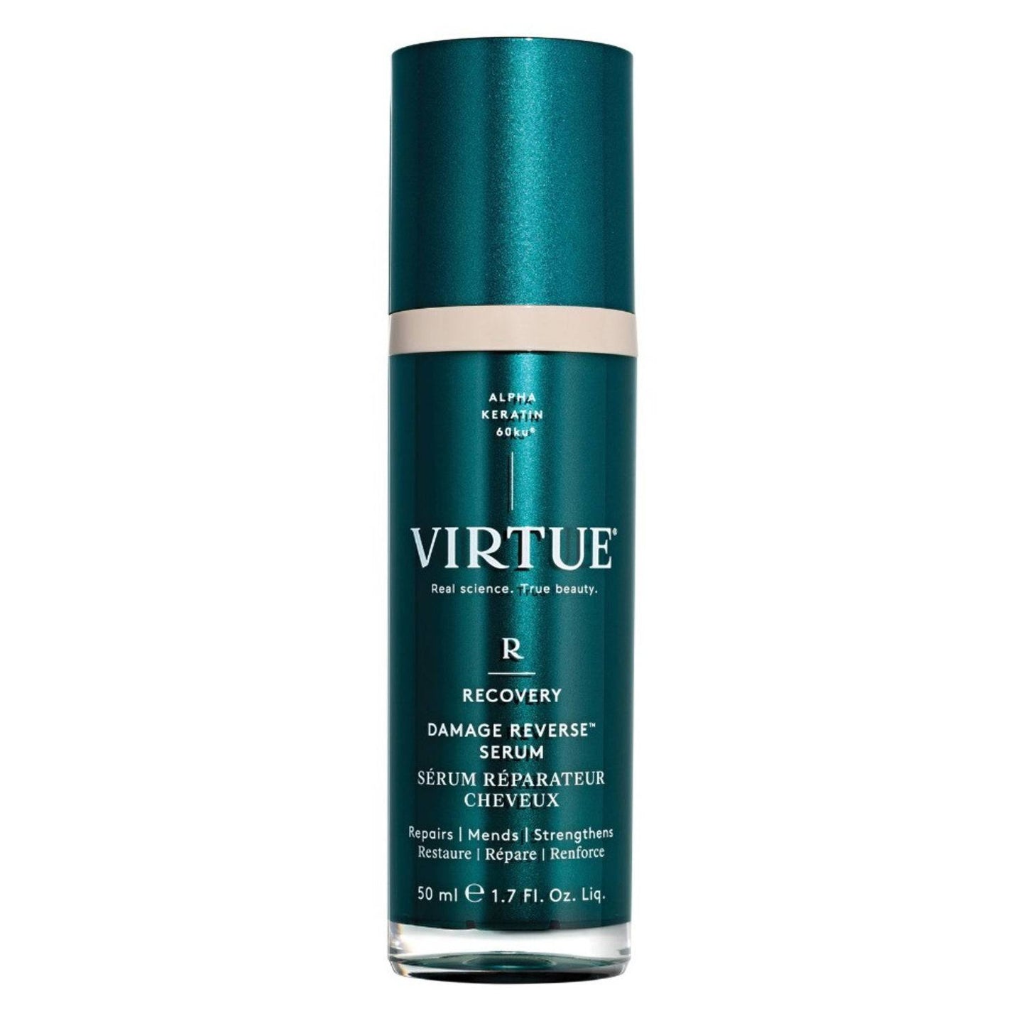 Virtue Reverse Damage - Hair Repair Serum in 50ml bottle for strengthening and repairing damaged hair. Ideal for restoring hair health and shine.