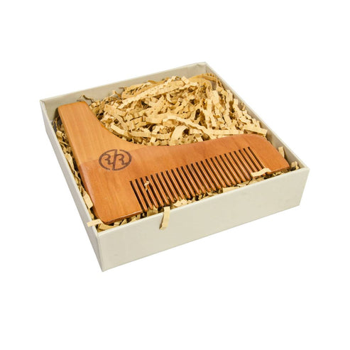 Rockwell Beard Shaper & Comb in Natural Pear Wood