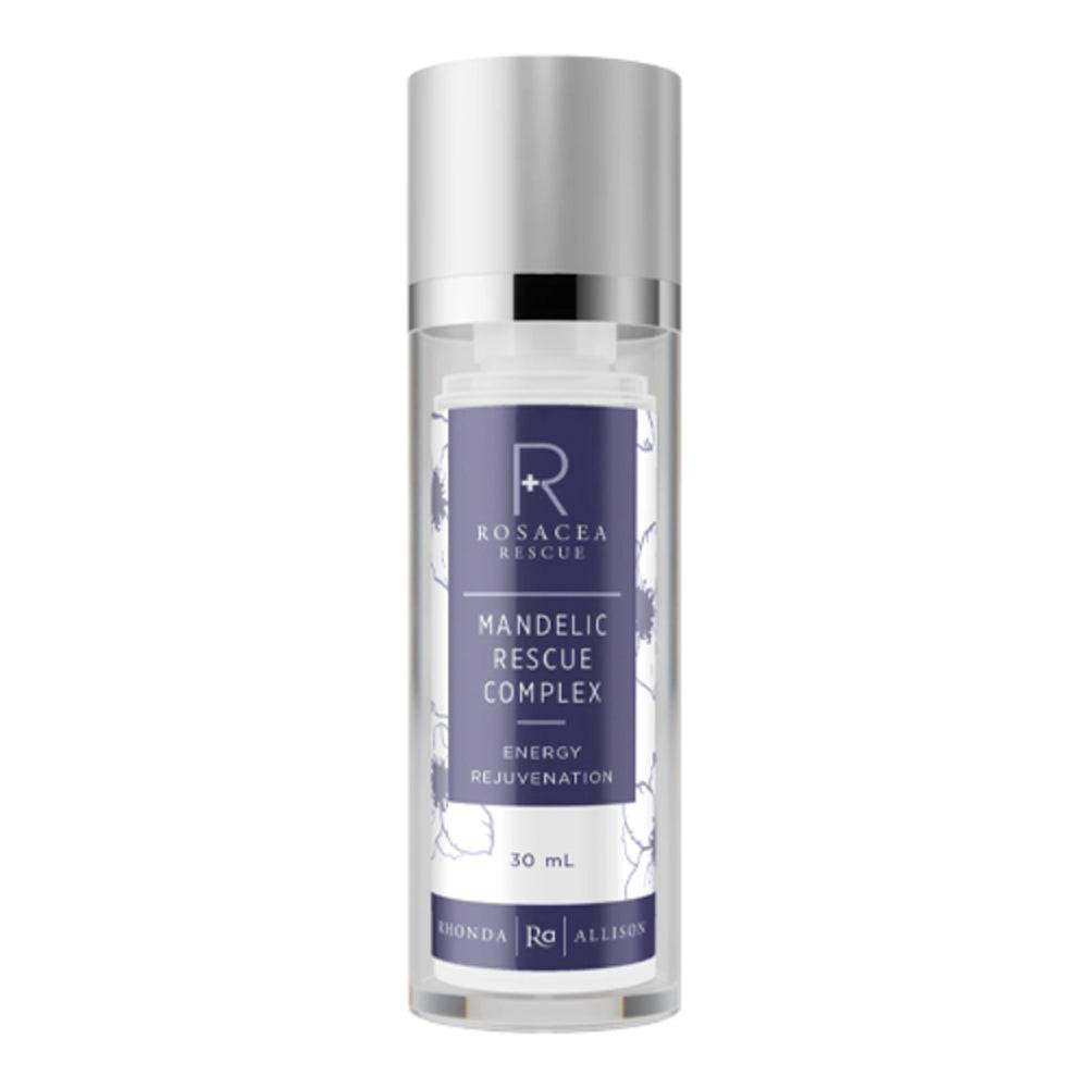 Rhonda Allison Rosacea Rescue Mandelic Complex 30mL face serum with L-arginine and mandelic acid for sensitive skin care and redness relief.