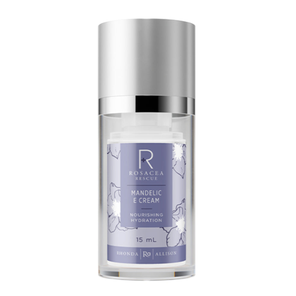 Rhonda Allison Rosacea Rescue Mandelic E Cream 15mL with nourishing hydration, ideal for calming and moisturizing sensitive, rosacea-prone skin.
