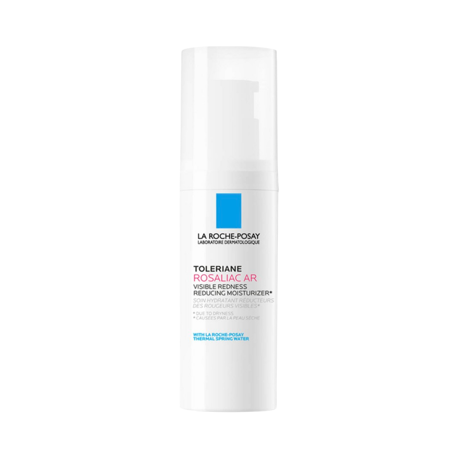 Front view of La Roche Posay Rosaliac AR Toleriane Moisturizer bottle, formulated for redness-prone, dry, and sensitive skin types.