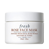 Fresh Rose Face Mask 30ml in white jar, ideal for dry skin care with real rose petals and a silky gel texture.