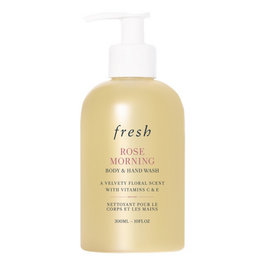 Fresh Rose Morning Body and Hand Wash 300ml med vitamin C & E i en pumpeflaske. En blomsterduftende kroppsvask fra eSkinCareStore for myk, hydrert hud.
