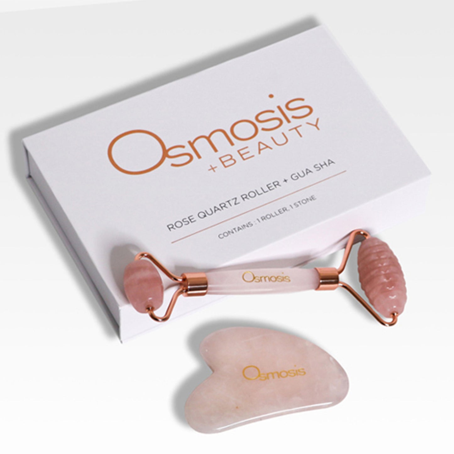 Osmosis Professional Rose Quartz Facial Roller and Gua Sha