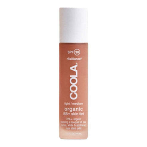 Coola Rosilliance Organic BB Cream SPF 30 in Light/Medium shade, 44 ml bottle. Tinted moisturizer for natural glow and skin tone correction.