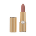 Tekijä Terry Rouge Opulent Uudelleentäytettävä 3 g / 0,1 oz huulipuna korkki pois päältä, paljastaen elegantin nude pinkin värin kultakuvioidussa pakkauksessa.