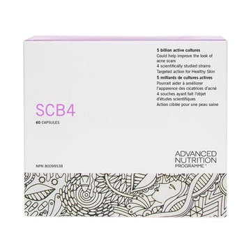 Advanced Nutrition Programme SCB4 skin care supplements with 5 billion active cultures to support problem skin and acne care, 60 capsules.