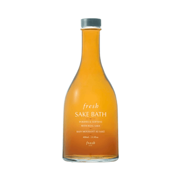 Sake Bath Soak - Fresh Sake in a 400ml glass bottle for cleansing and moisturizing skin. Luxurious bath additive for soft, healthy skin.