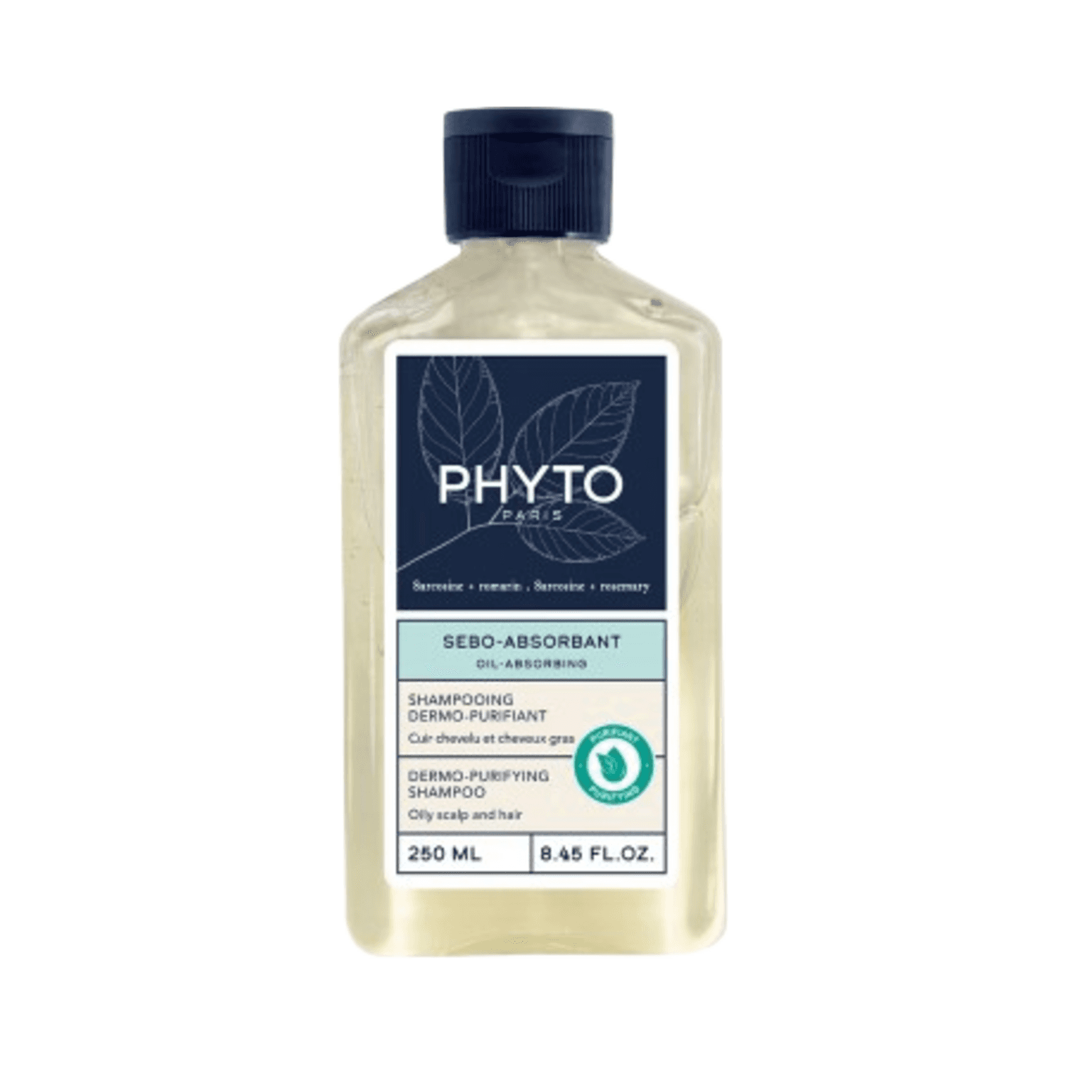 Phyto Scalp Solution Dermo-Purifying Shampoo 250ml bottle for oily scalp and sebum control, enriched with natural botanical extracts.