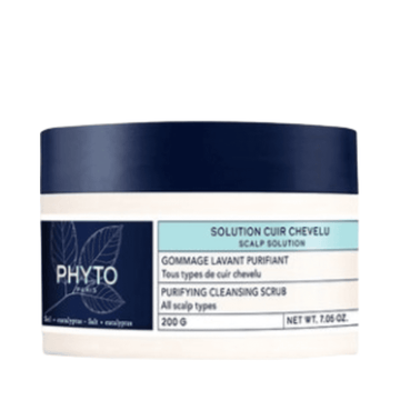 Phyto Scalp Solution Purifying Cleansing Scrub in 200g jar for detoxifying and exfoliating oily scalp. Ideal hair treatment for healthy scalp care.