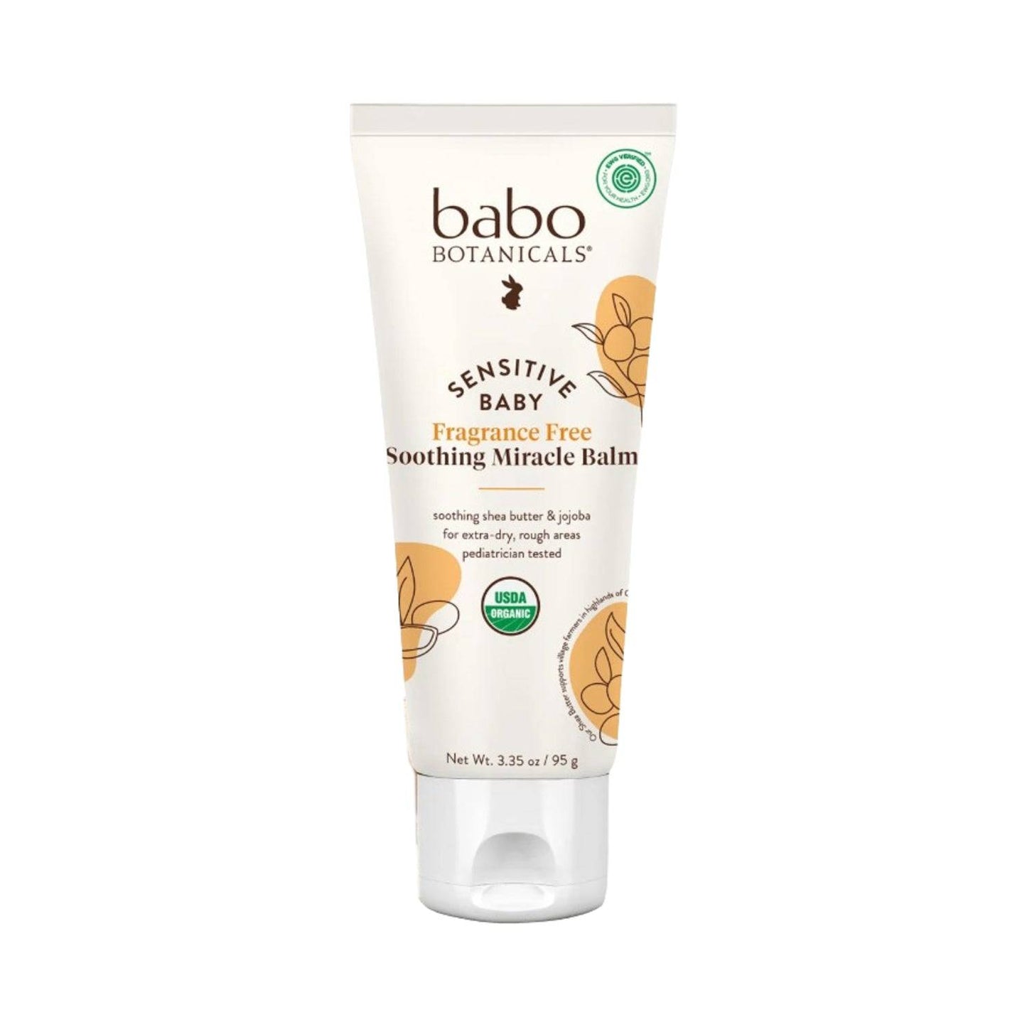 Babo Botanicals Baby Balm - Sensitive Skin | Rich Botanicals in a 3.35 oz tube, fragrance-free formula with shea butter and jojoba for delicate baby skin.