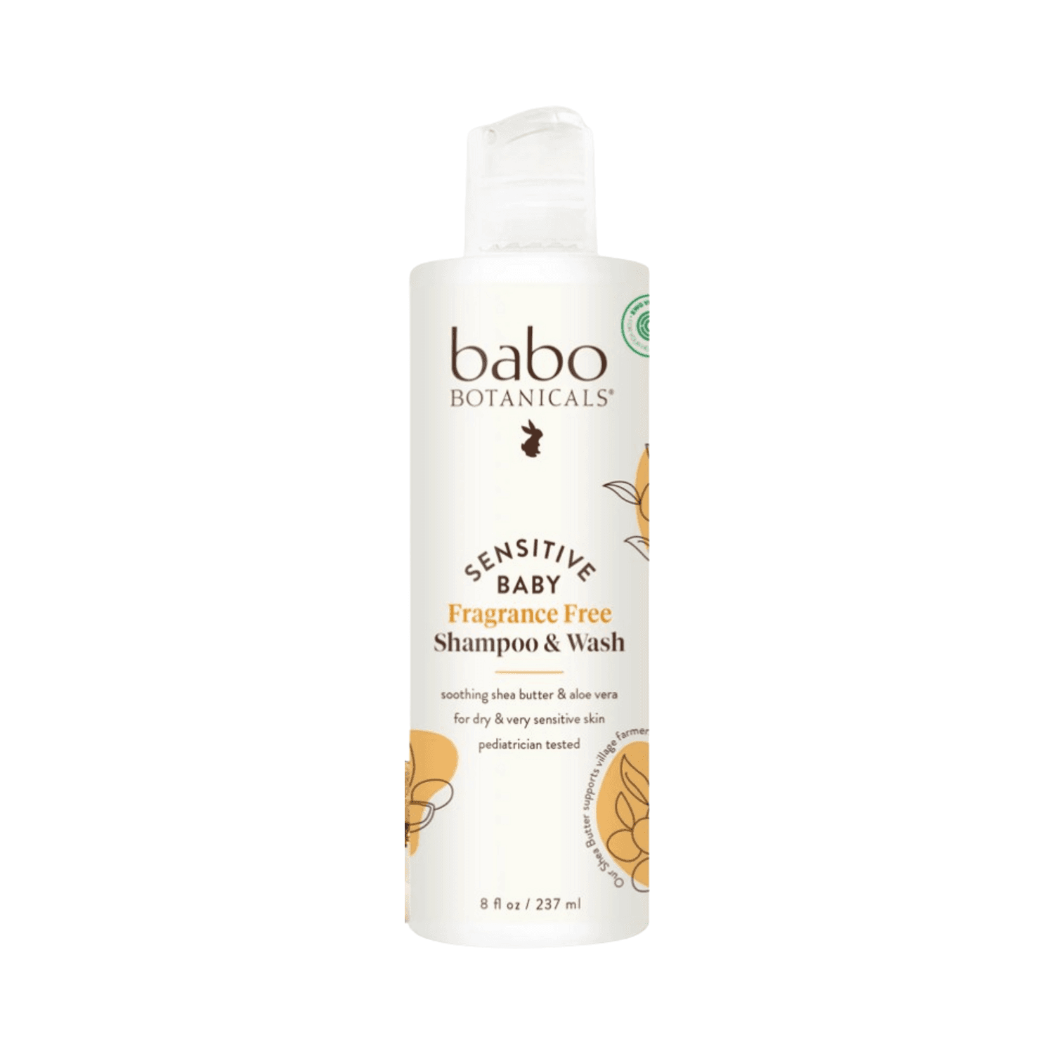 Babo Botanicals Baby Shampoo - Gentle Wash in 8 oz bottle, plant-based and pediatrician-tested for dry and sensitive baby skin.