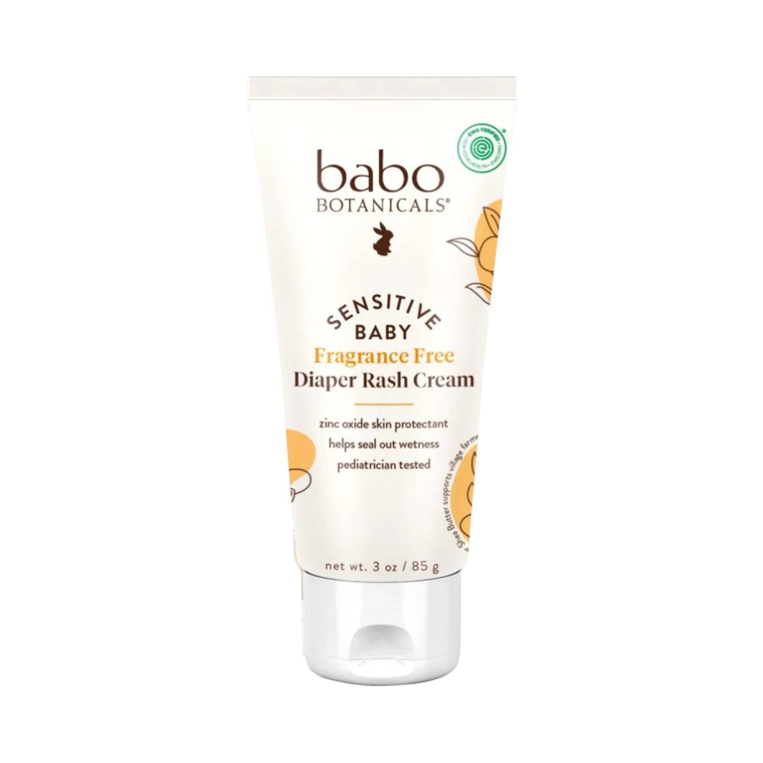 Babo Botanicals Zinc Diaper Cream - Rash Relief | 25% Zinc, gentle and fragrance-free diaper rash cream for babies with sensitive skin, 3 oz tube.