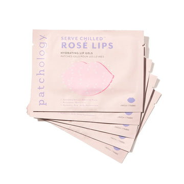 Patchology Rose Lip Gels - Hydrating Lip Care in pink sachets with rose extract and hyaluronic acid for soft, refreshed lips. Ideal for lip treatment.