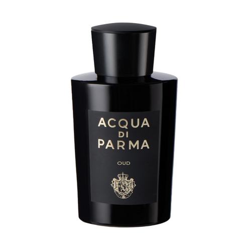 Luxury Acqua Di Parma Oud 180ml fragrance in glossy black bottle, a deep and intense scent for sophisticated perfume lovers.