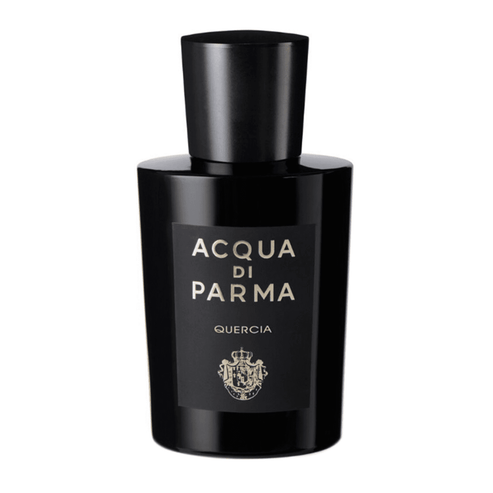 Elegant Acqua Di Parma Quercia Eau de Parfum 100ml, a luxury women's fragrance blending citrus and woody tones in a refined black flacon.