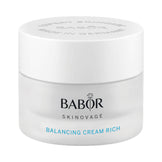 Babor Skinovage Cream - Babor Balancing Cream Rich for combination skin in a white jar with minimalist design. Ideal face cream for dry and oily areas.