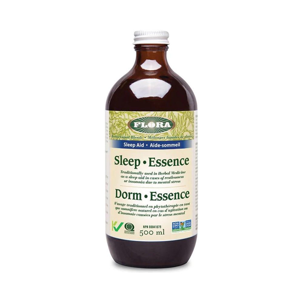 Flora Sleep Essence - natural sleep aid vitamin supplement with lemon and lavender. Supports relaxation and combats mental stress.