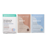 Patchology SmartMud Duo Hydrate and Detox Face Mask set with individual Detox and Hydrate sachets for clarifying and radiance-boosting skincare.