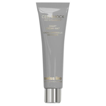 Swiss Line Smart Cream Mat in sleek grey tube packaging, oil-control face cream for shine-free, matte skin. Ideal for oily skin and daily use.