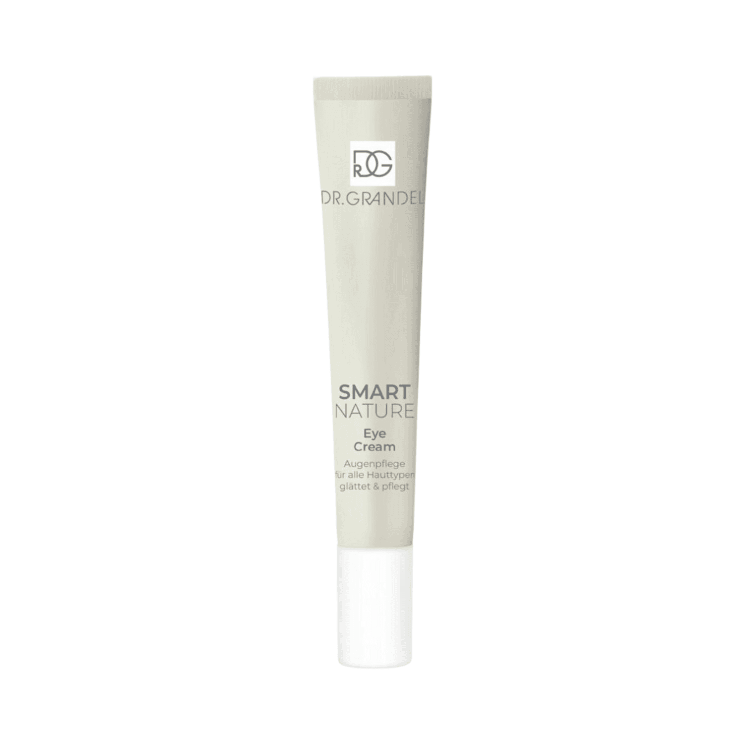 Smart Nature Eye Cream by Dr Grandel in sleek beige tube packaging. Hydrating formula targets fine lines and dry skin around the eyes.