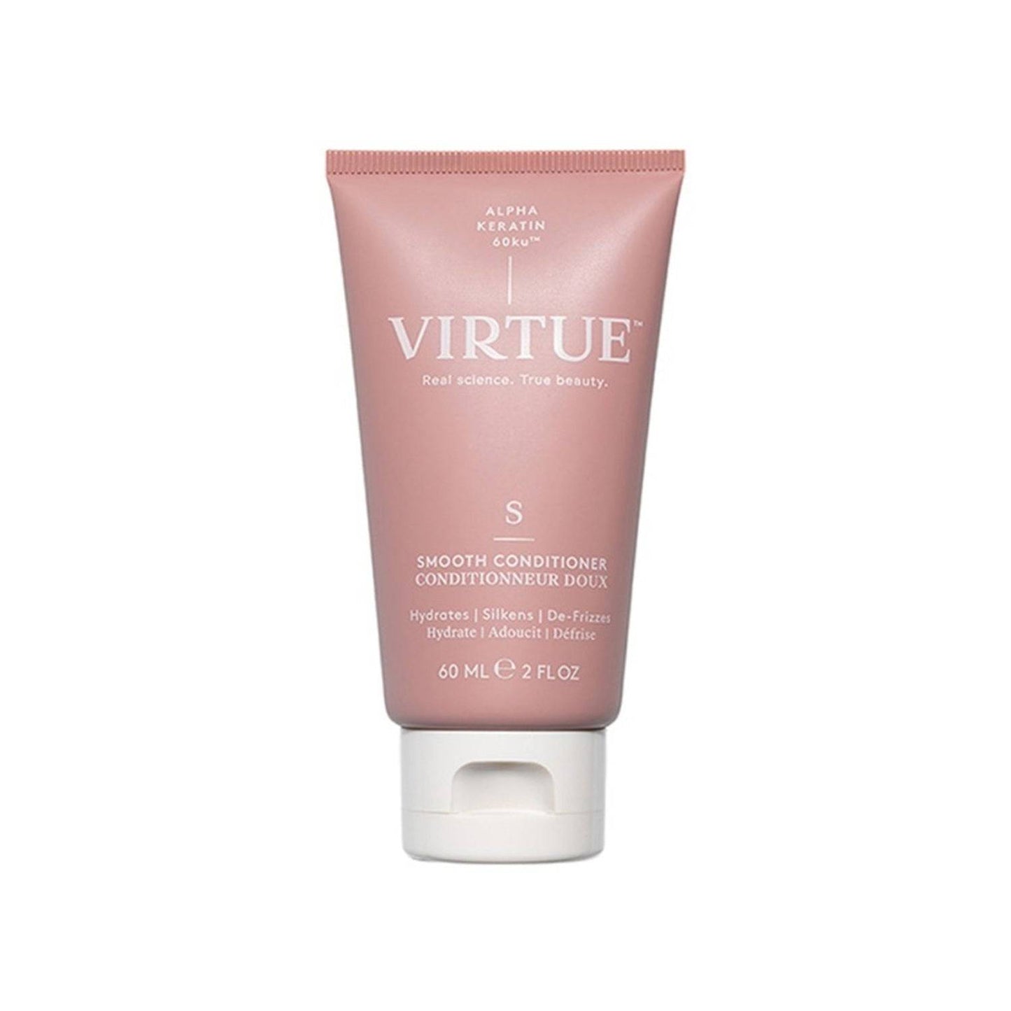 Virtue Smooth Conditioner 60ml tube for frizz control and smooth hair. Ideal for travel-size hair care in the shampoo & conditioner category.