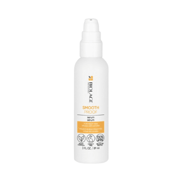 Biolage Smooth Proof Leave-In Serum bottle for anti-frizz hair treatment and humidity control, ideal for smooth, shiny hair care routines.