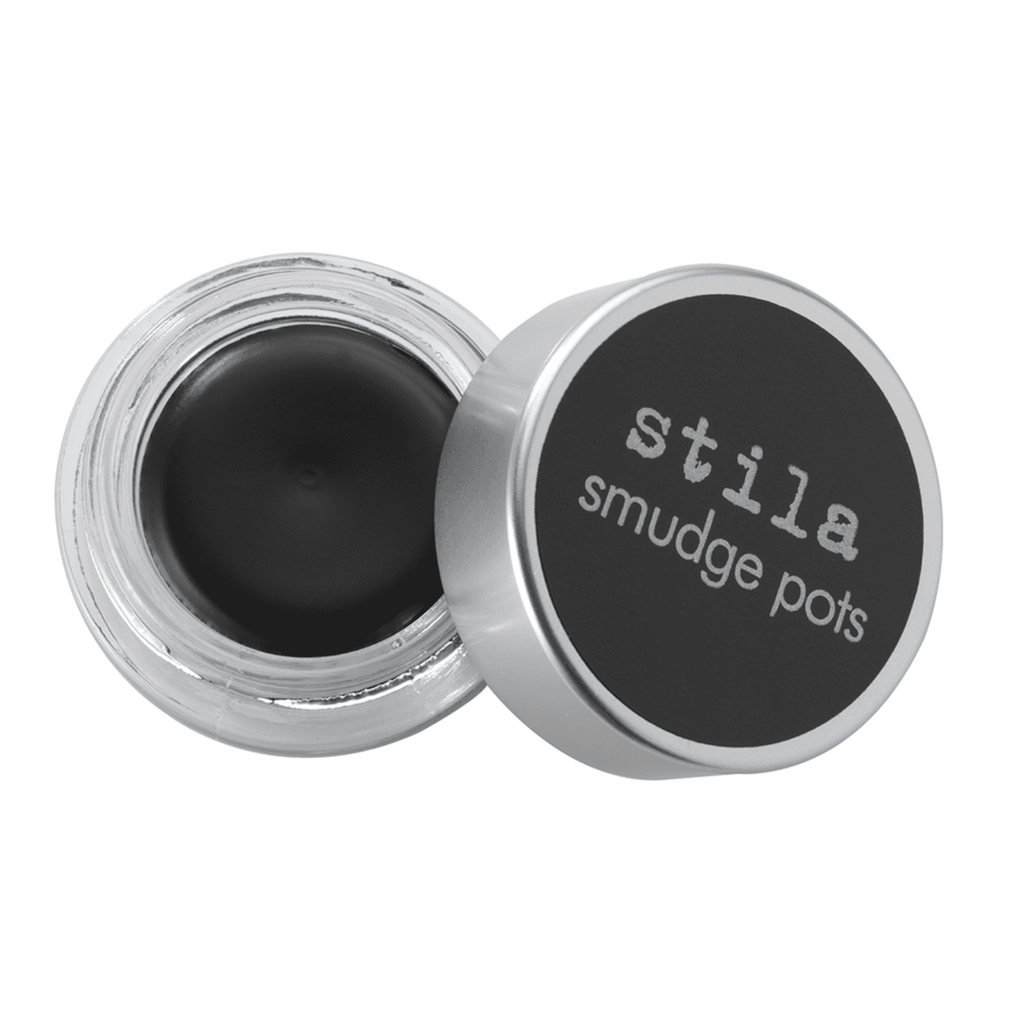 Jet Black Stila Smudge Pot gel eyeliner shown in sleek packaging, perfect for bold eye makeup in the Eye Makeup > Eyeliner category.