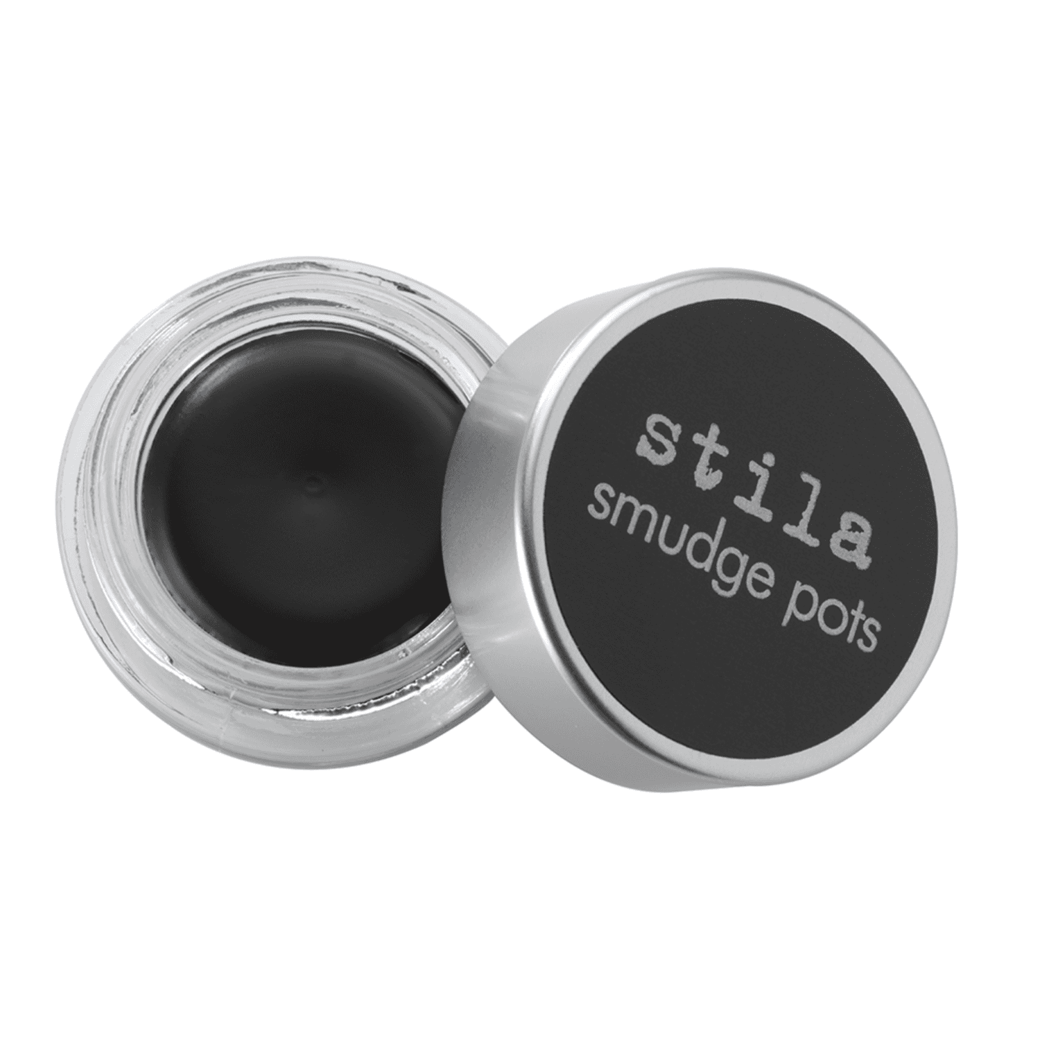 Jet Black Stila Smudge Pot gel eyeliner shown in sleek packaging, perfect for bold eye makeup in the Eye Makeup > Eyeliner category.