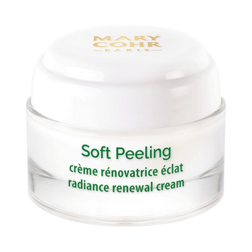 Mary Cohr Soft Peeling radiance renewal cream for face, ideal for moisturizing and exfoliating dry skin in daily skincare regimens.