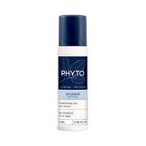 Phyto Softness Dry Shampoo bottle with blue cap and label, 75ml size, designed for fast cleansing and volume boost for dry hair types.